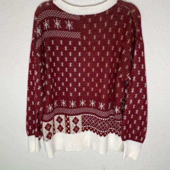 Andre the Unit Women's Red and White Reindeer Sweater Holiday Sweater Christmas - Picture 5 of 6